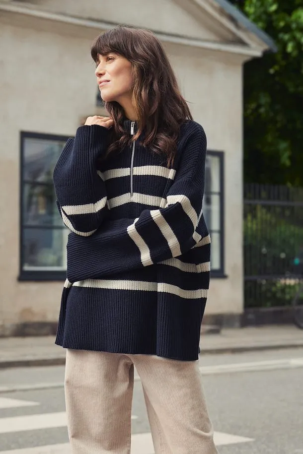 Part Two Rajana Knit Dark Navy Stripe