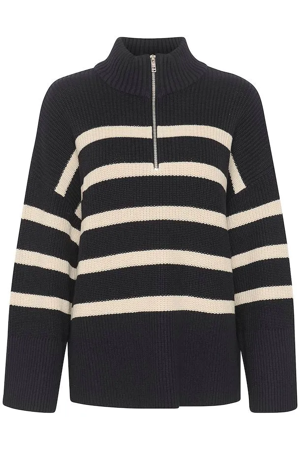 Part Two Rajana Knit Dark Navy Stripe