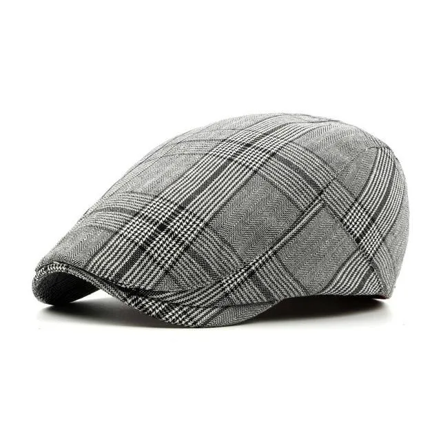 Plaid Cotton Blend Ivy Flat Cap