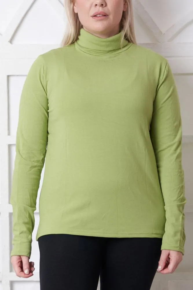 Plain Ribbed Roll Neck Top