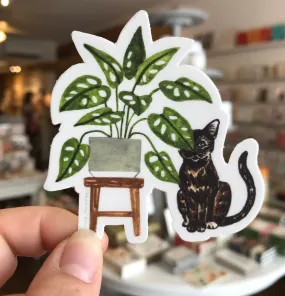 Plant and Cat Sticker #5