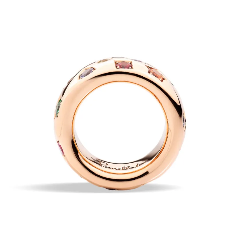 Pomellato - Classic Iconica - Band Ring with Color Gemstones, 18k Rose Gold