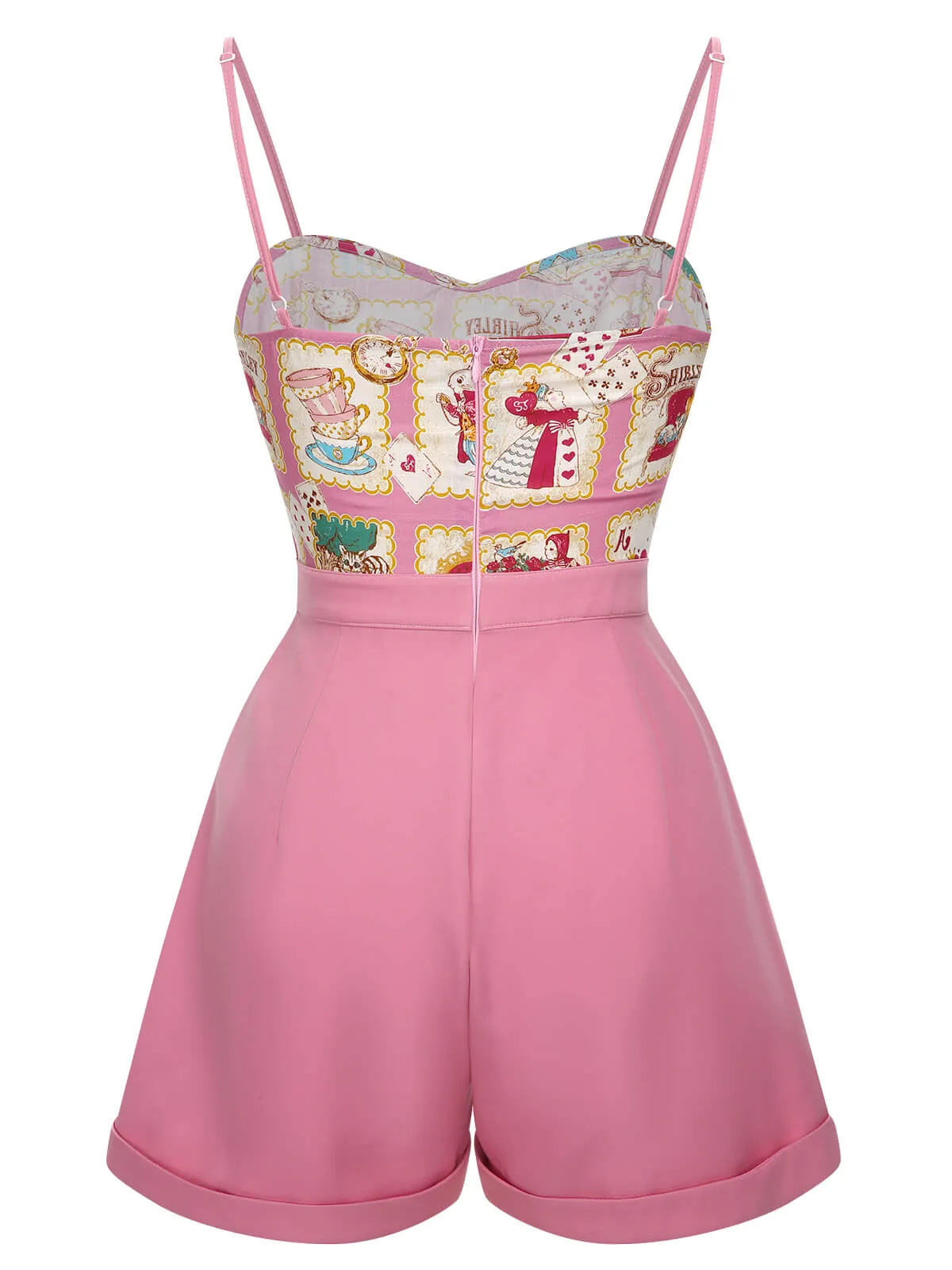 [Pre-Sale] Pink 1950s Cartoon Pattern Spaghetti Strap Romper