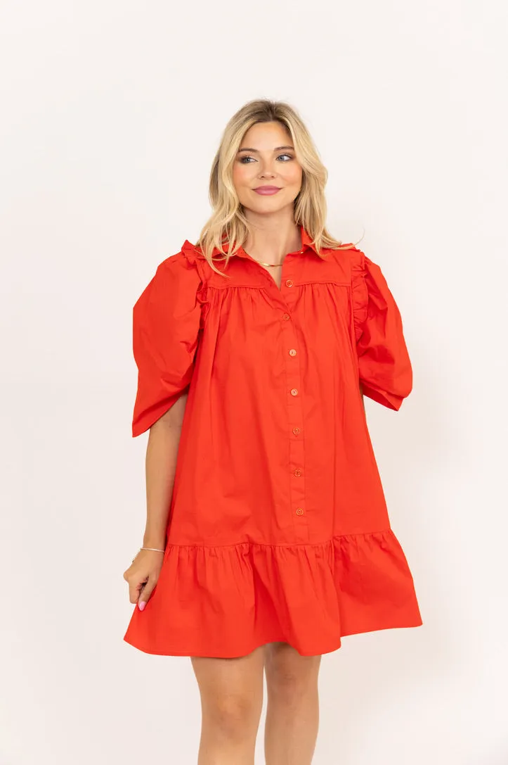 Puff Sleeve Ruffle Dress