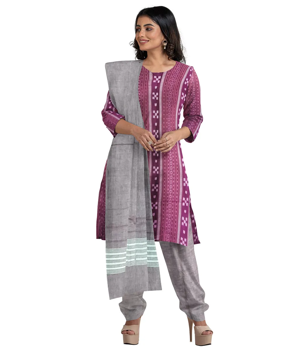 Purple handwoven cotton nuapatna dress material