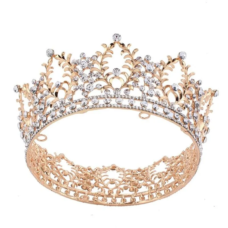 Queen's Dream Rhinestone Gold Color Crown with Zircon Crystals