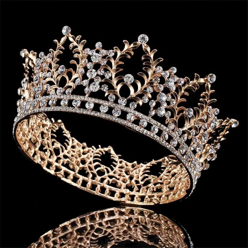 Queen's Dream Rhinestone Gold Color Crown with Zircon Crystals