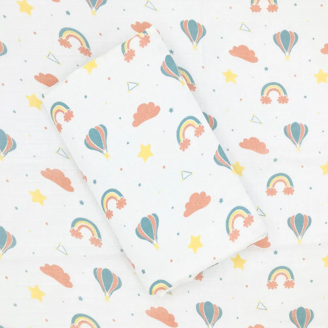 Rainbow & Sky - Soft Bamboo Cotton Muslin Swaddle -Towel