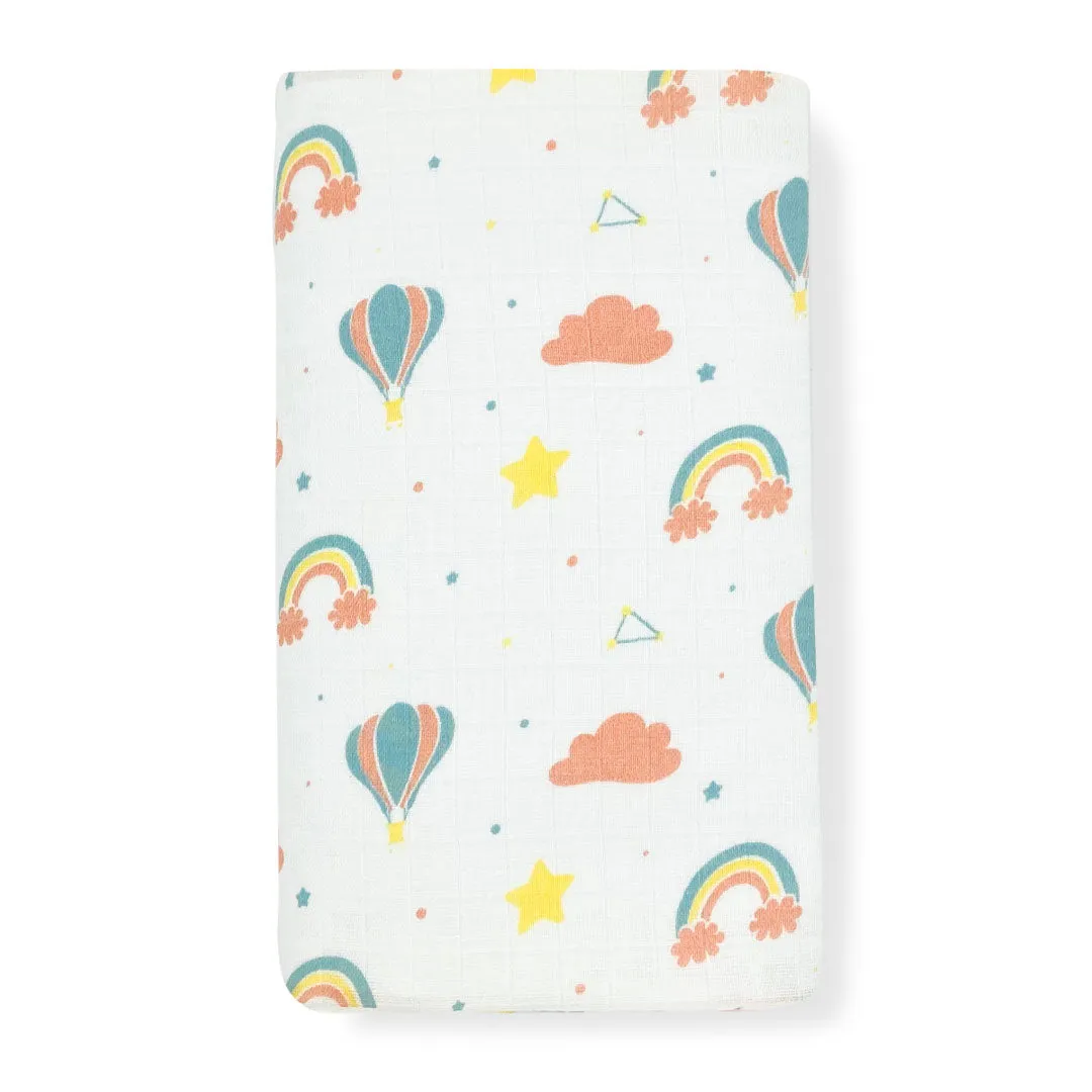 Rainbow & Sky - Soft Bamboo Cotton Muslin Swaddle -Towel