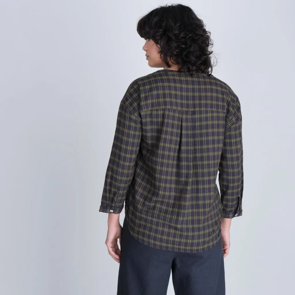 Relaxed Cotton Flannel Maho Blouse | Check