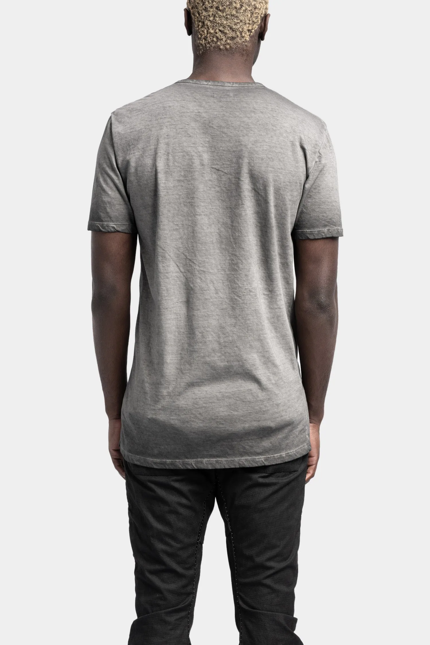 Resinated cotton henley t-shirt, Anthra