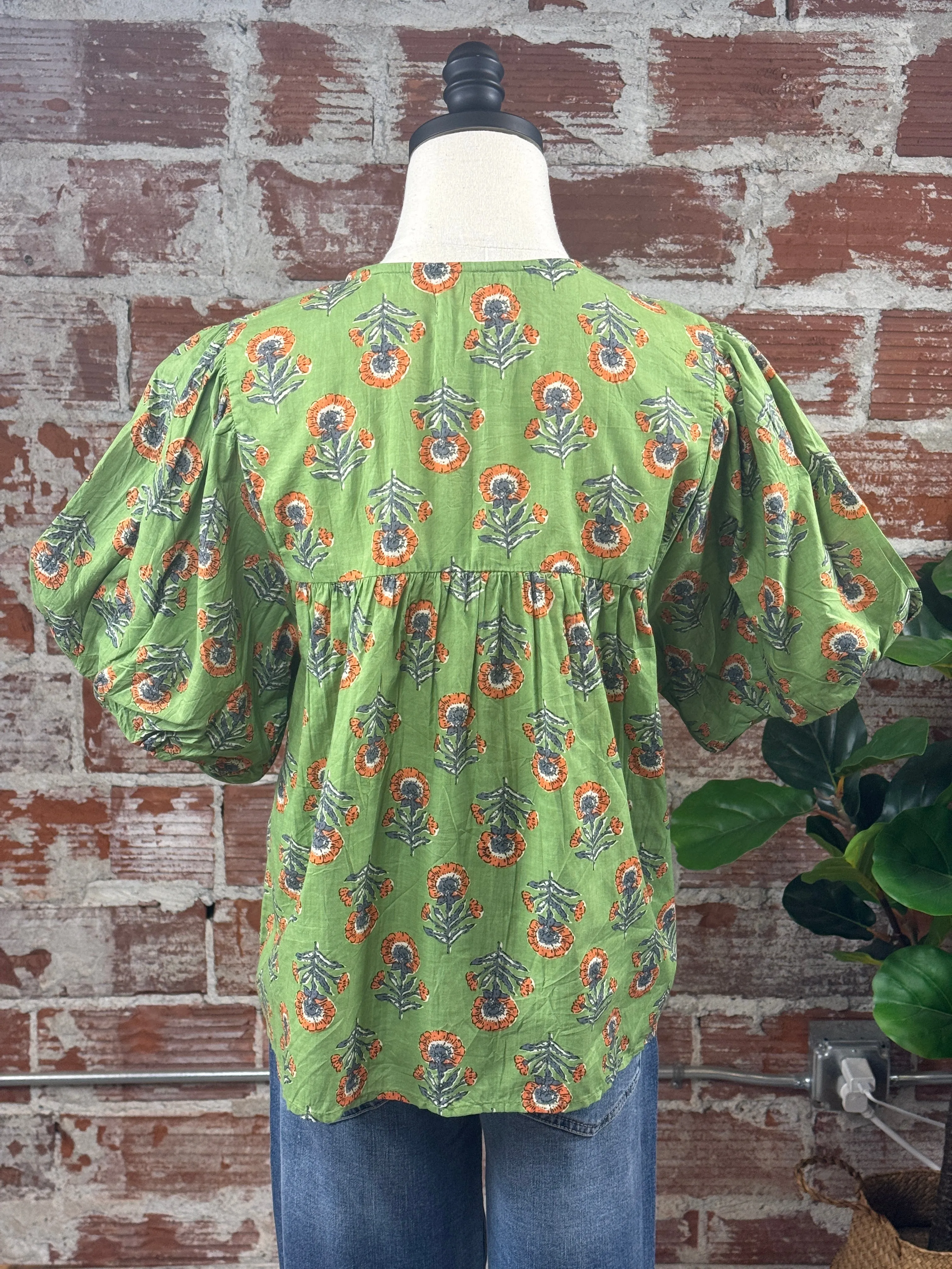 (Restock!) THML Mia Floral Top in Green