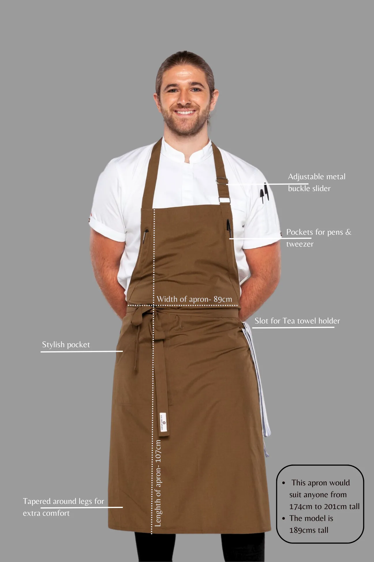 Ross Olive Green bib Chef Apron Large Size