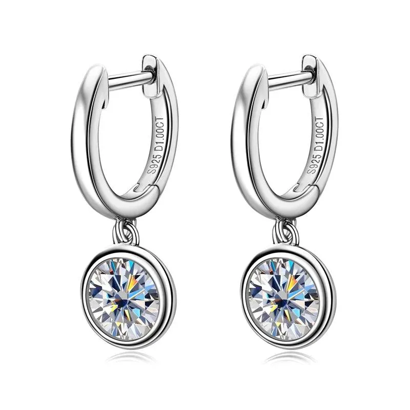 RSR-309 Elegance: Modern Hoop Earrings with 5.0mm Real Moissanite and Sterling Silver 925