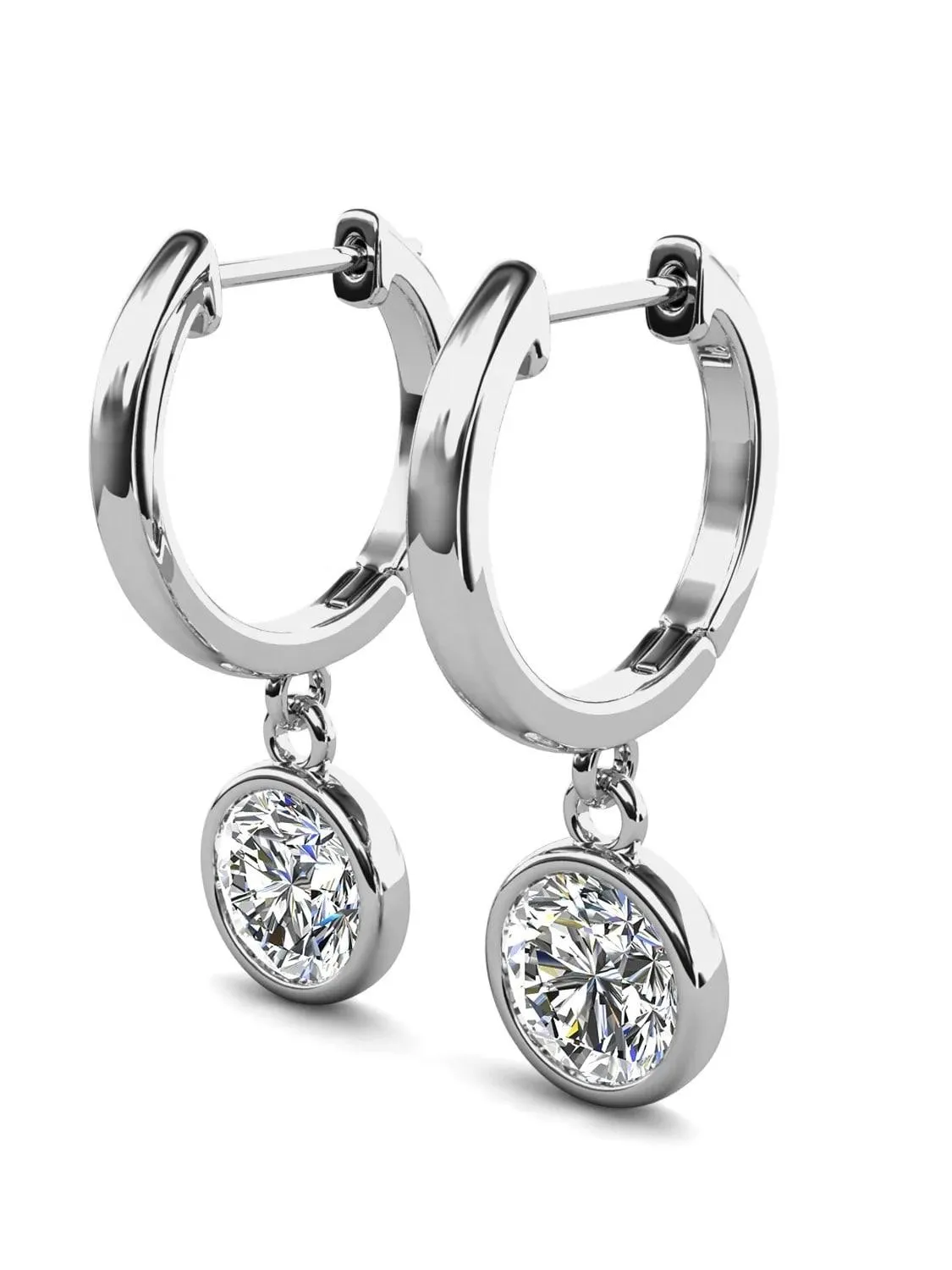 RSR-309 Elegance: Modern Hoop Earrings with 5.0mm Real Moissanite and Sterling Silver 925