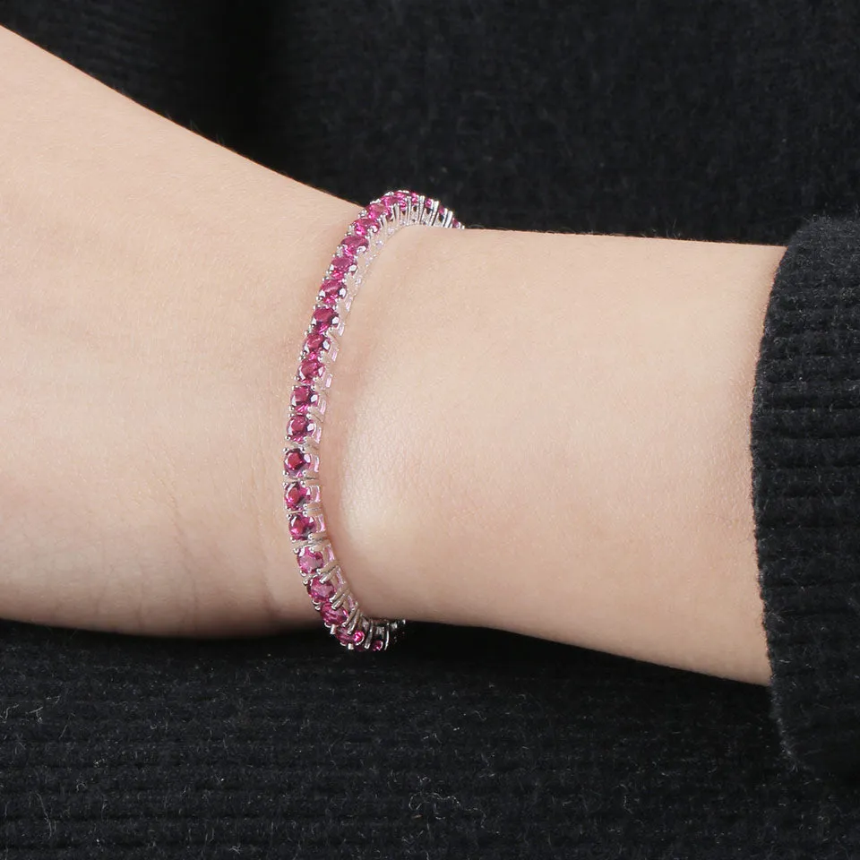 Ruby, Sapphire or Topaz 925 Sterling Silver Romantic Wedding Bracelet