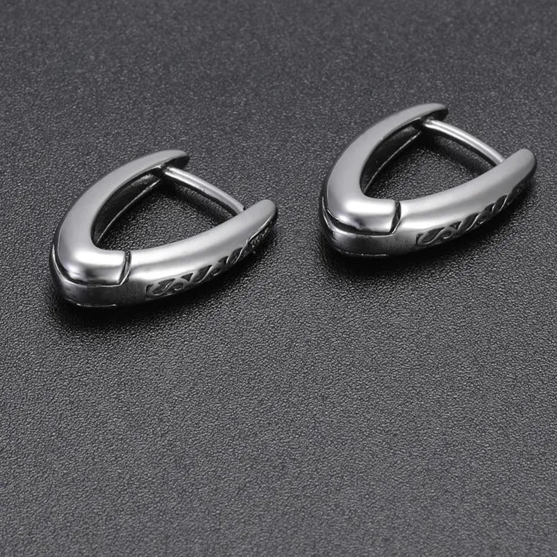 S-Design 316L Stainless Steel Punk Hoop V-Shaped Earrings