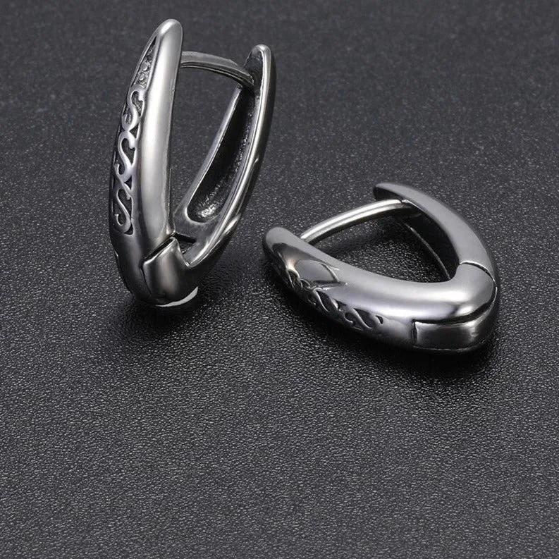 S-Design 316L Stainless Steel Punk Hoop V-Shaped Earrings