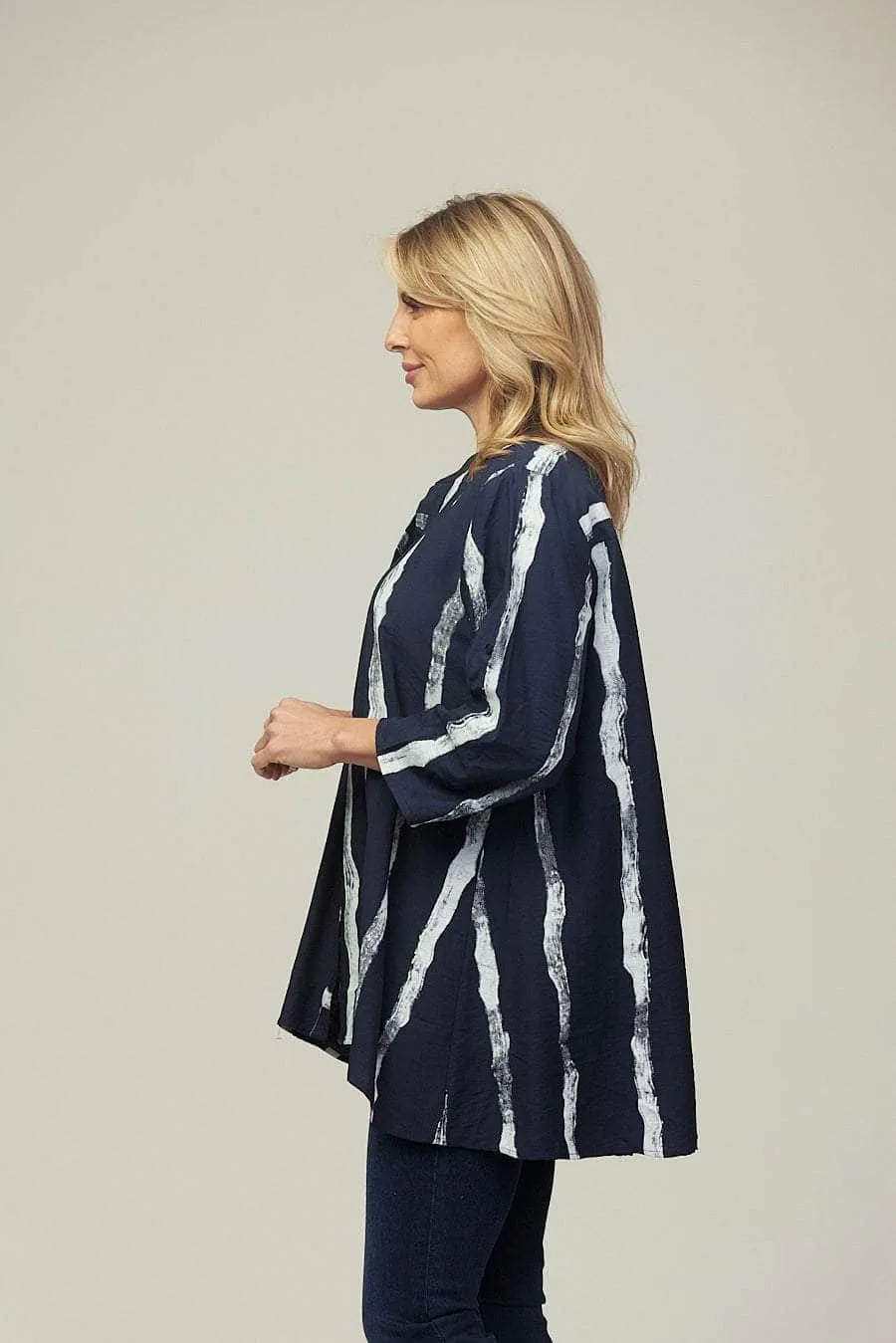 Saloos Striking Stripe Pattern Long Shirt