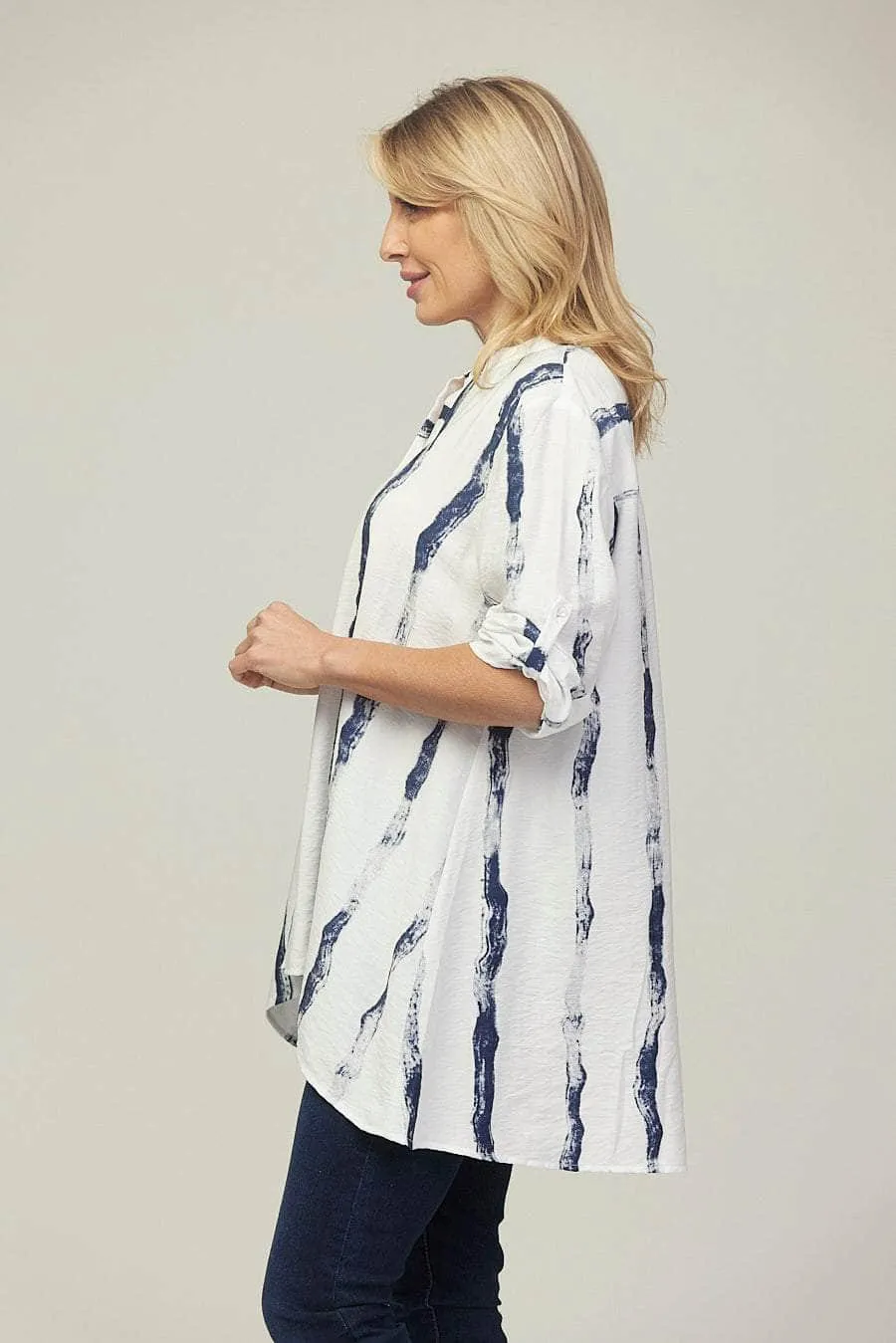 Saloos Striking Stripe Pattern Long Shirt