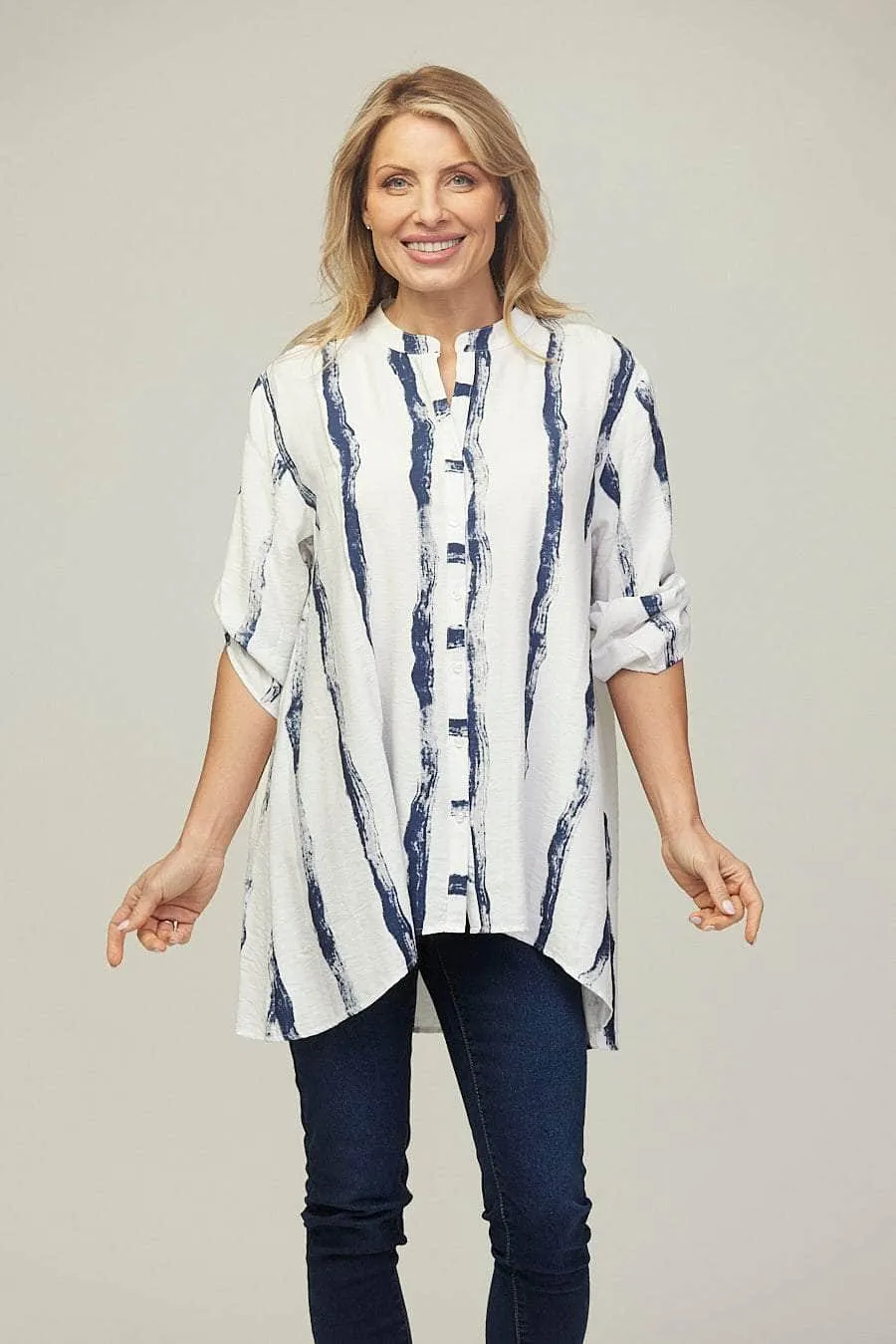 Saloos Striking Stripe Pattern Long Shirt