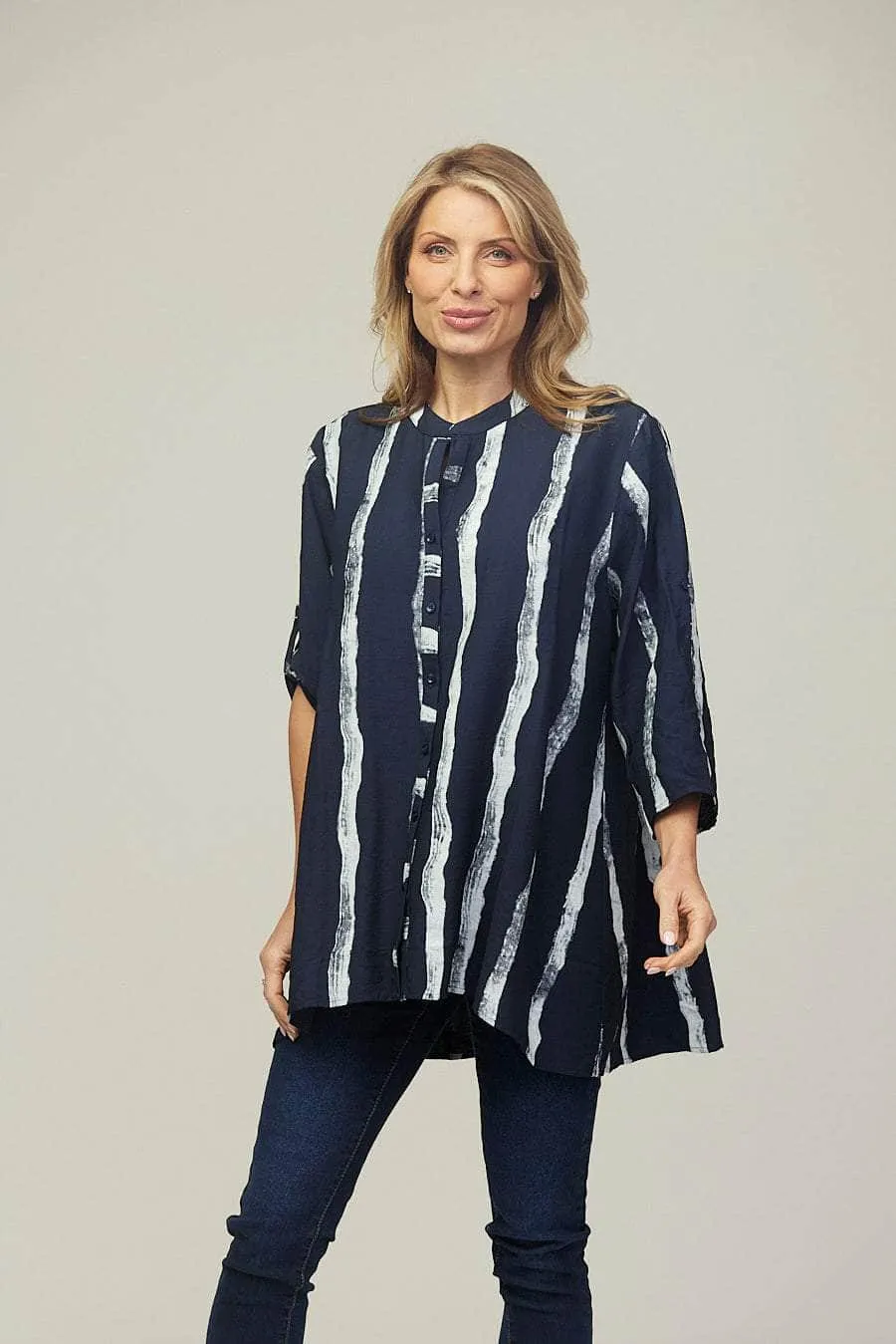 Saloos Striking Stripe Pattern Long Shirt