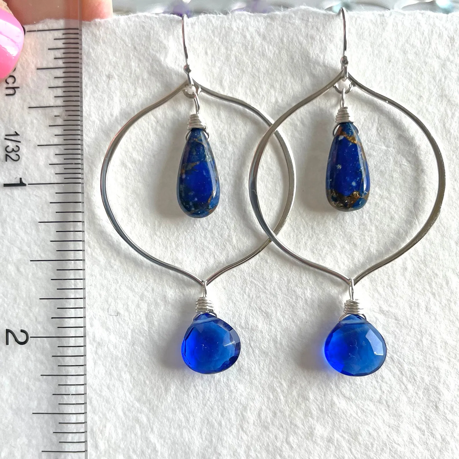 Sapphire Blue Sofia Hoop Earrings, OOAK, no1