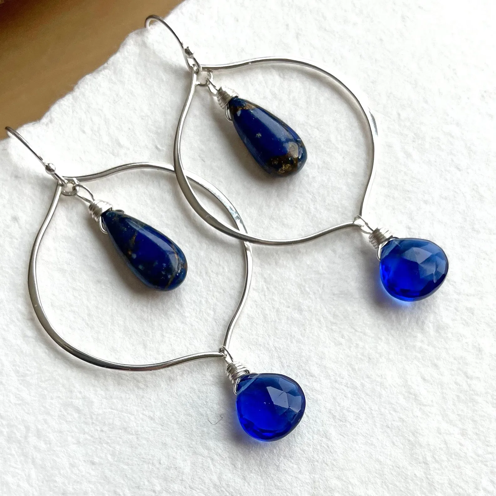 Sapphire Blue Sofia Hoop Earrings, OOAK, no1