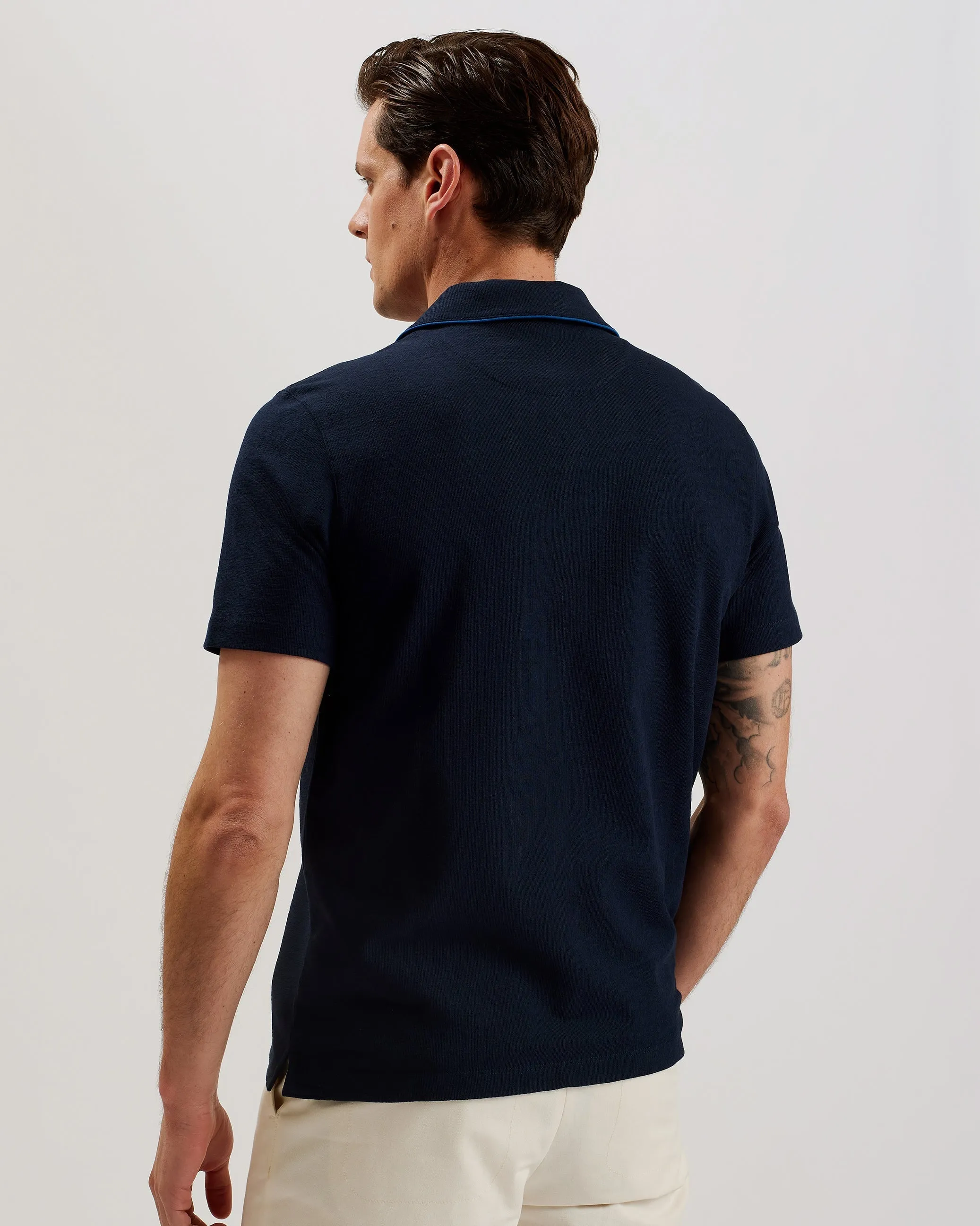 Selar Ss Regular Button Through Shirt Navy