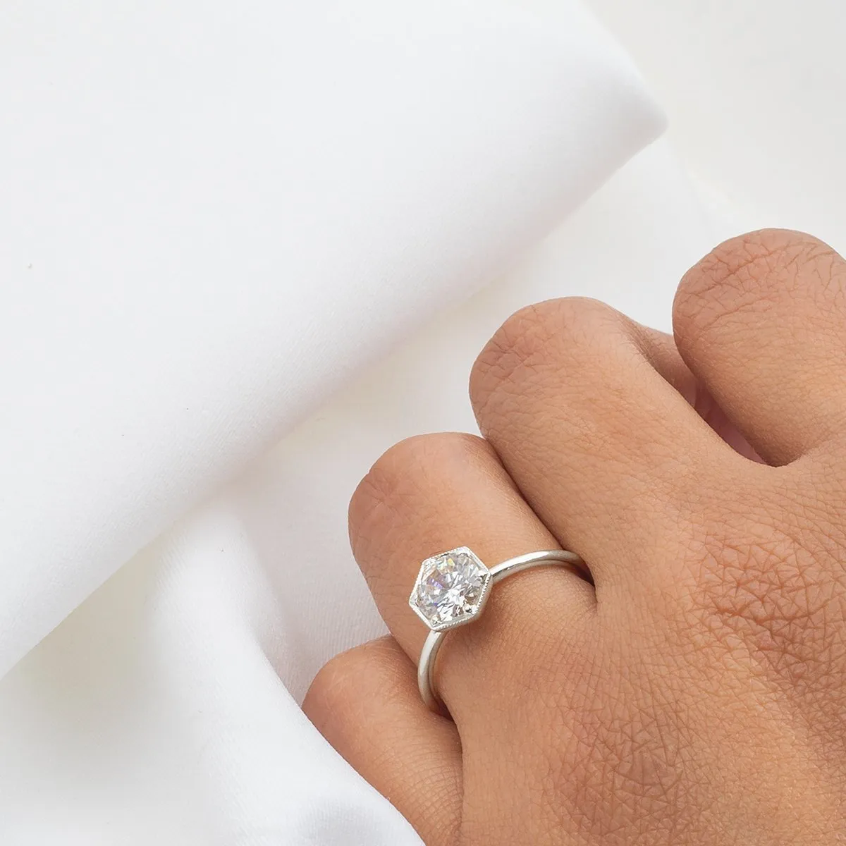 Selene Hexagonal Diamond Ring Mount