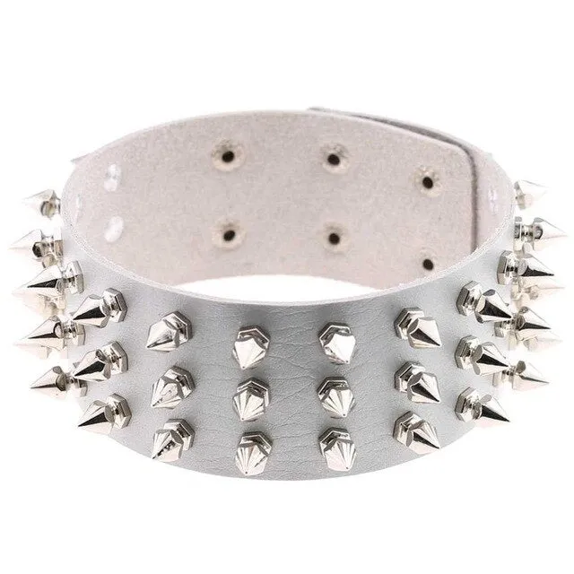 Silver Color Metal Spike Choker Collar Leather Gothic Punk Rock Necklace