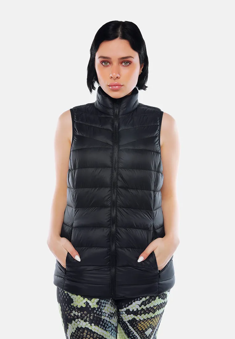 Sleeveless Puffer Jacket In Tangerine