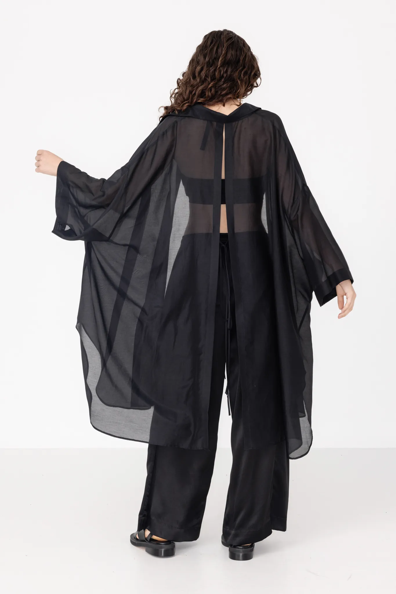 Split Shirt | Black Silk Cotton