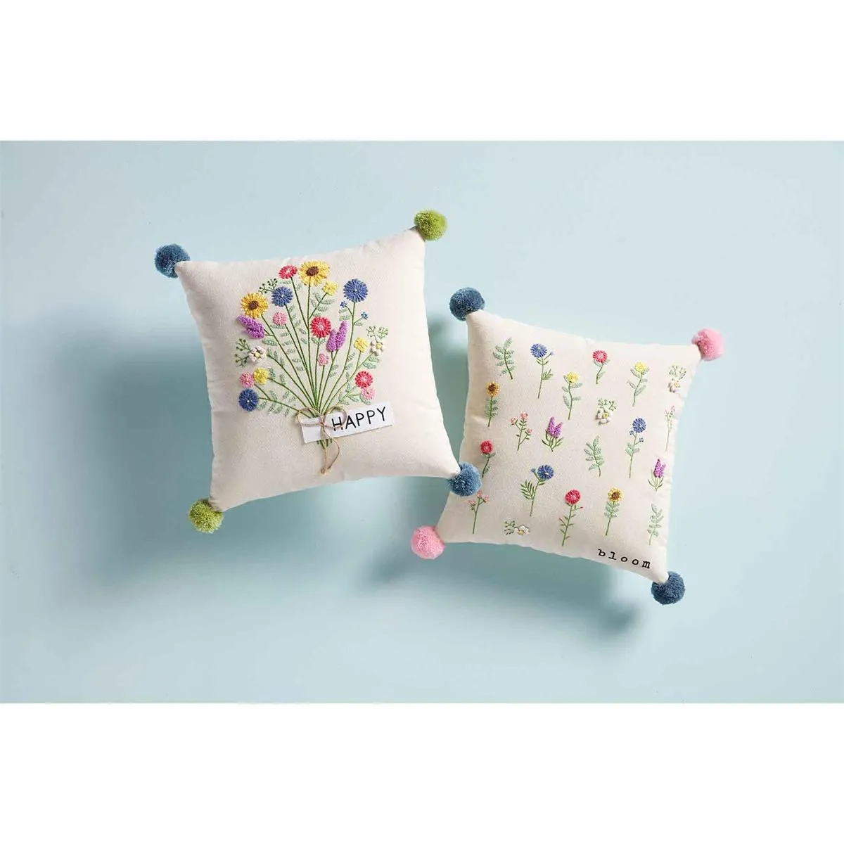 Square Happy Floral Pillow - Happy