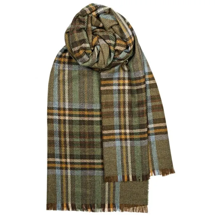 Stewart Olive tartan Luxury Fine Wool Stole