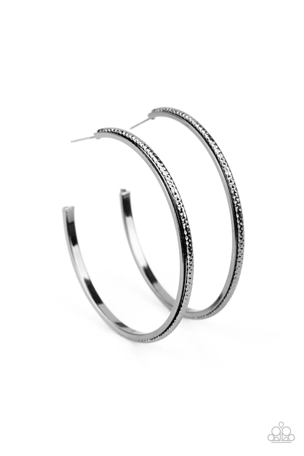 Sultry Shimmer Black Hoop Earrings