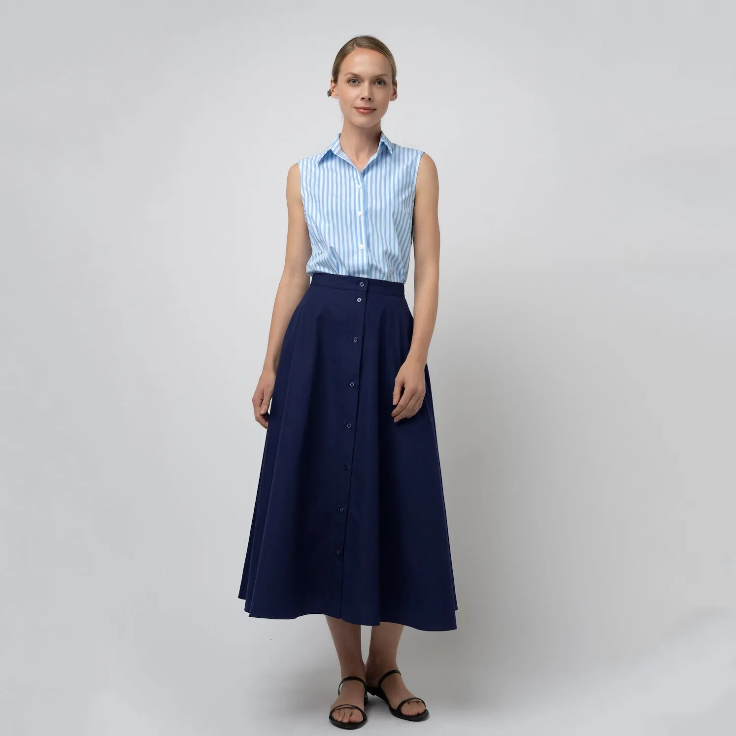 The Feminine Skirt in French Navy by Grammar