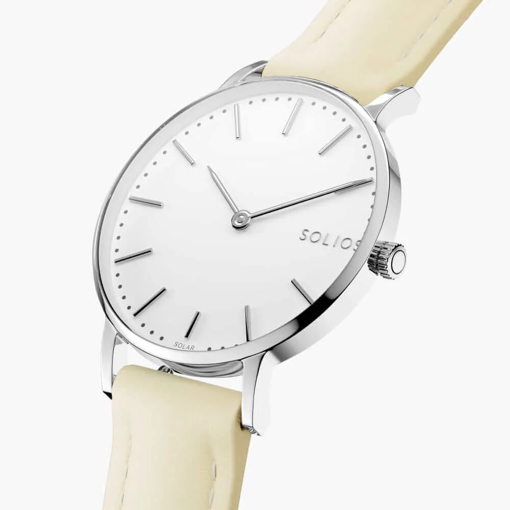 The Solar Classic | White Dial - Silver Case