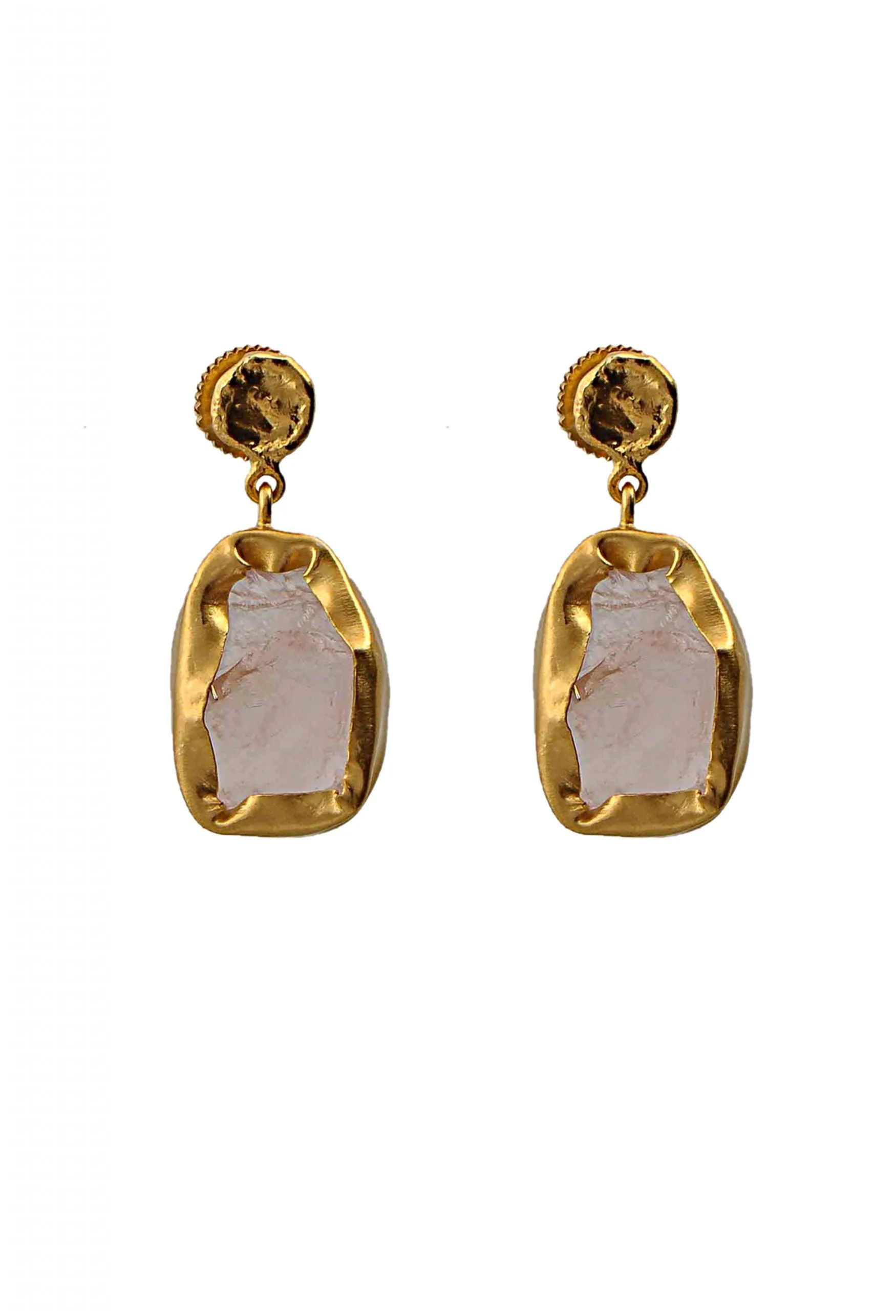 The Spirited One Gold Earrings withRose Quartz