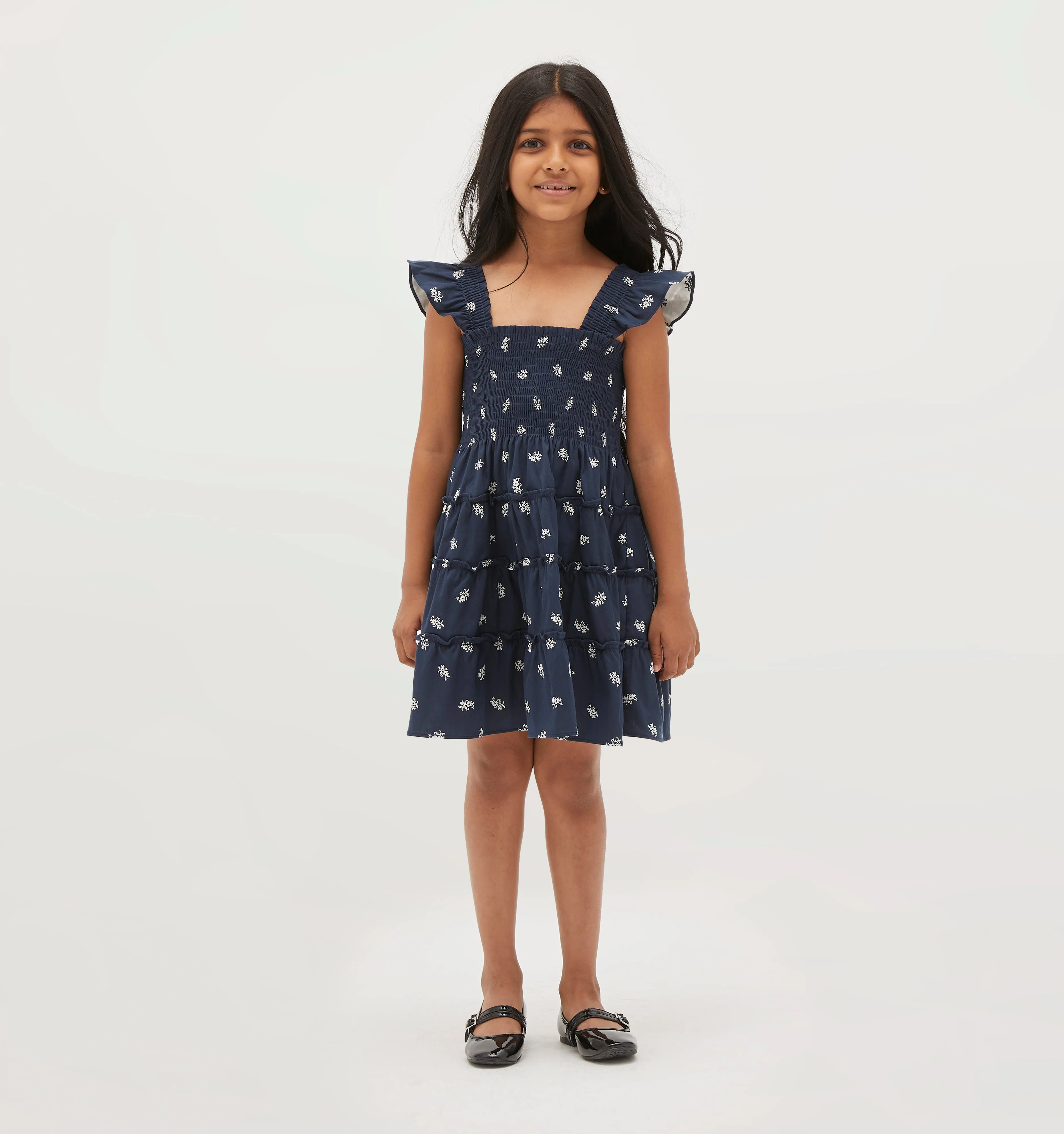 The Tiny Ellie Nap Dress - Navy Autumn Paisley