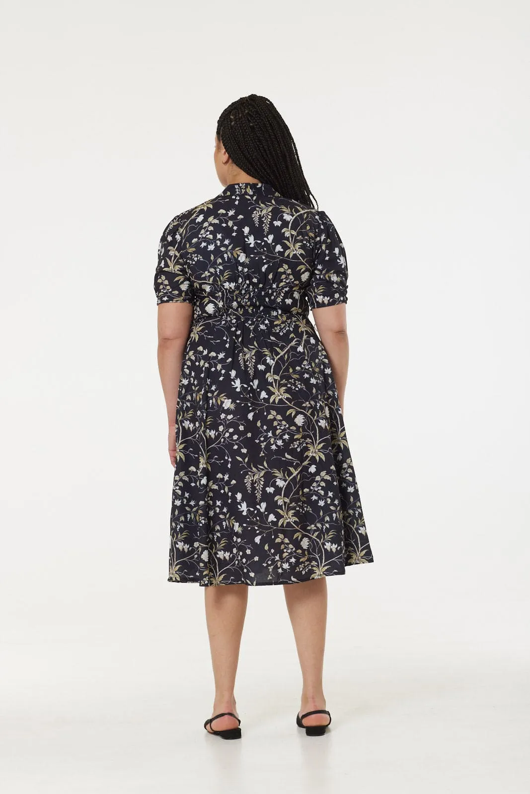 Tia Printed Midi A Line Tea Dress