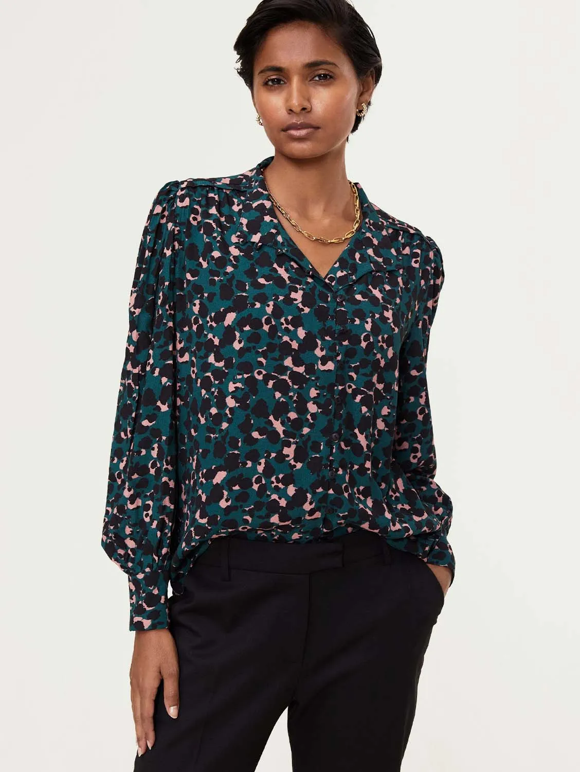 Tirtho LENZING ECOVERO Blouse | Cedar Ink Print