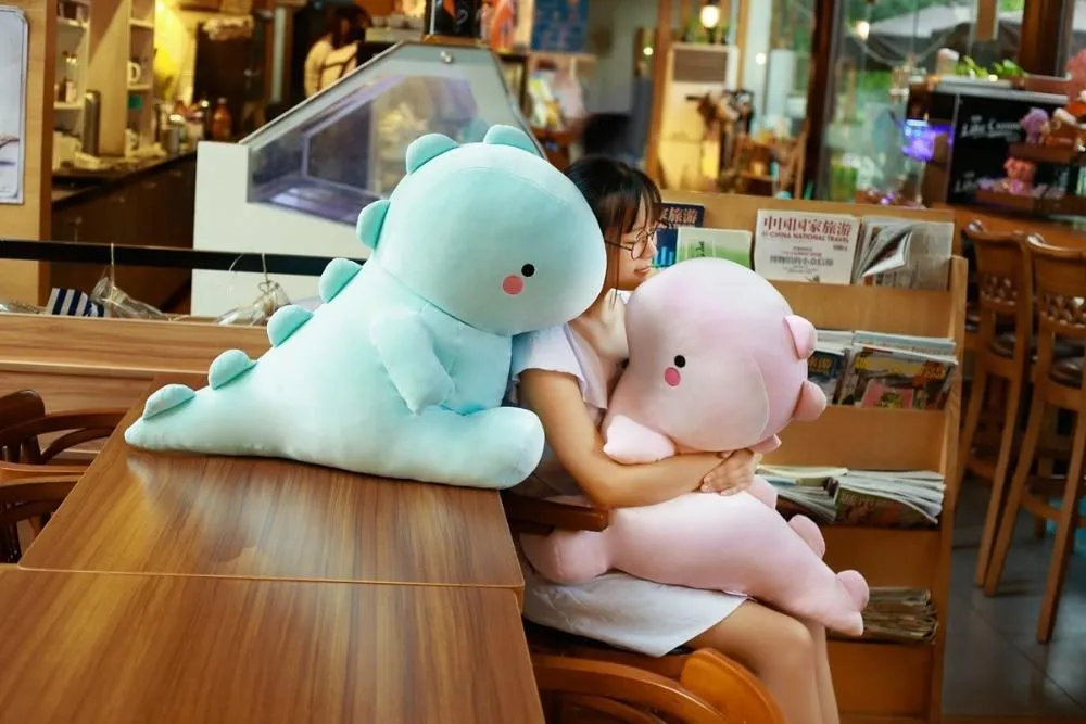 Ultra Soft Lovely Dinosaur Plush Doll Huggable Pink/Blue Stuffed Dino Toy Kids Huggable Animals Plush Toy 30/40/50cm