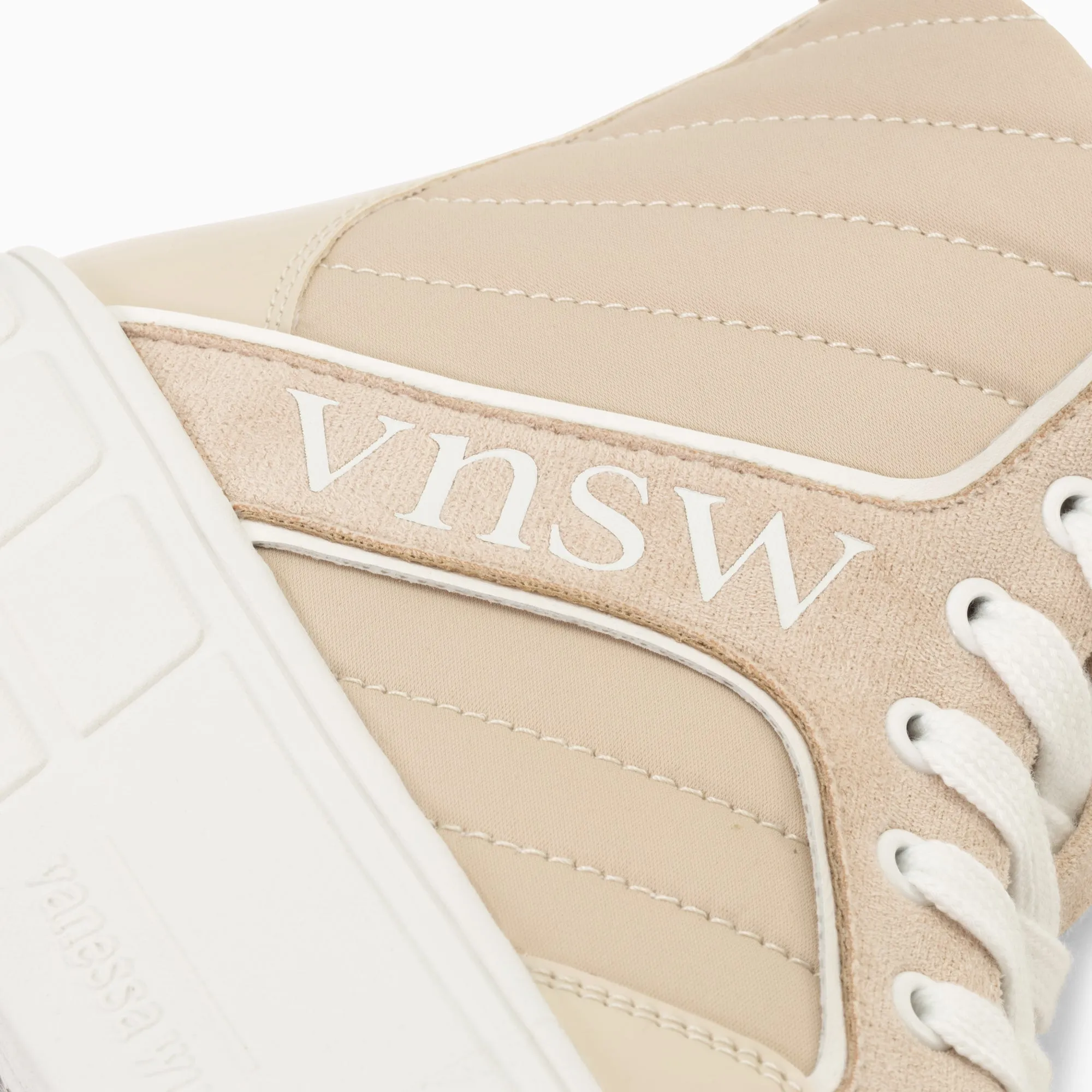 'Vanessa Wu' Beige Madeline Platform High Top Trainer