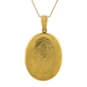 Victorian Oval Engraved Locket Necklace