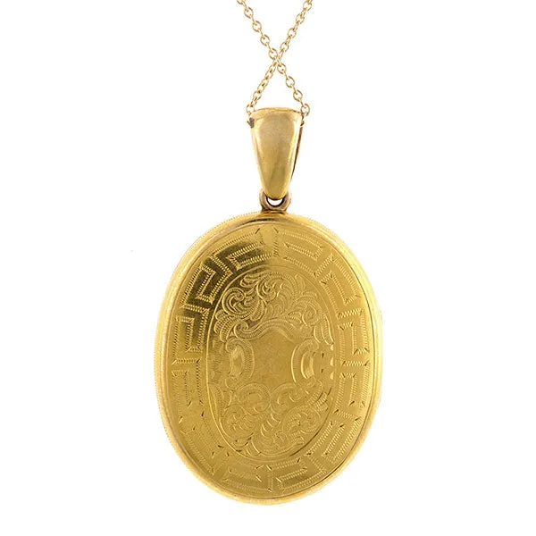 Victorian Oval Engraved Locket Necklace