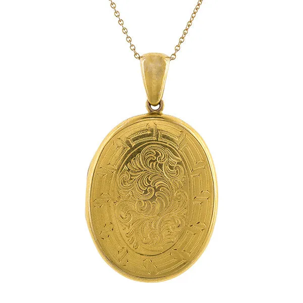 Victorian Oval Engraved Locket Necklace