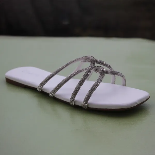 White Fancy Slippers for women