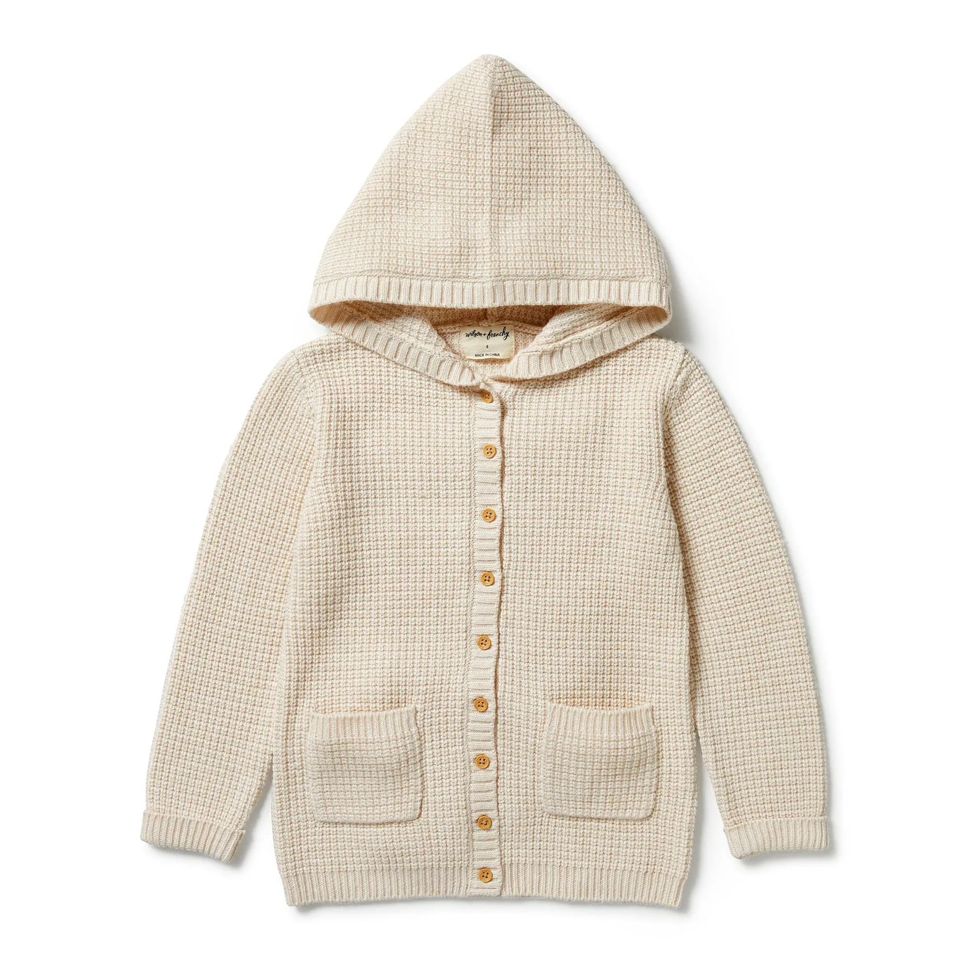 Wilson & Frenchy Knitted Button Jacket - Sand Melange - Kids